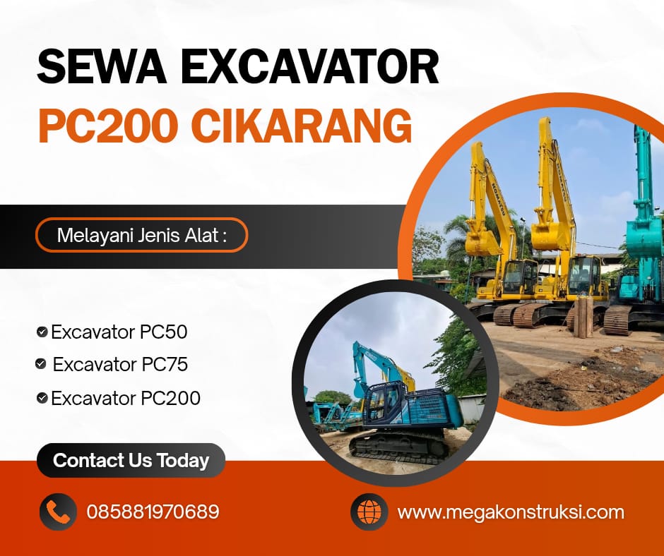 Sewa Excavator PC200 Cikarang
