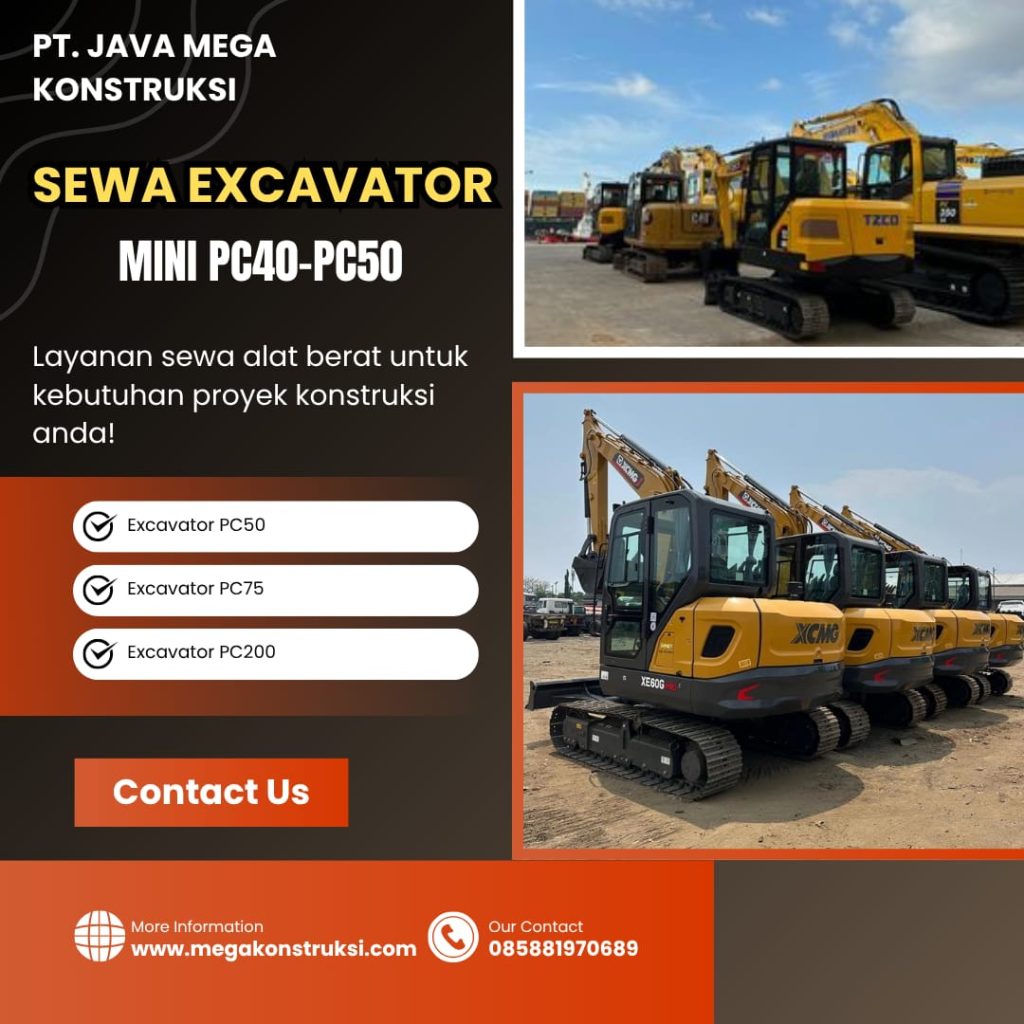 Harga Sewa Excavator Mini PC50 Jasa Rental Terdekat
