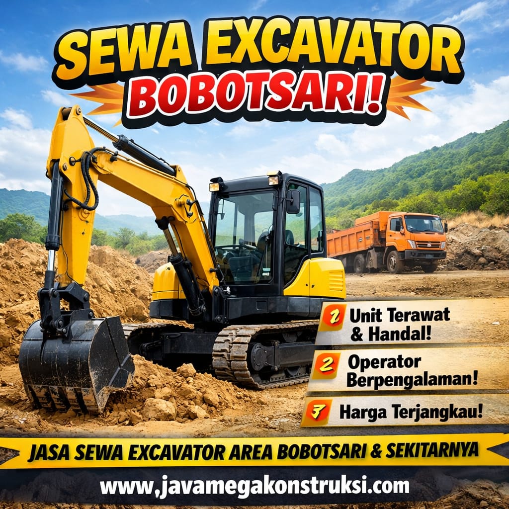 Sewa Excavator Bobotsari Purbalingga Per Jam Harian 2026